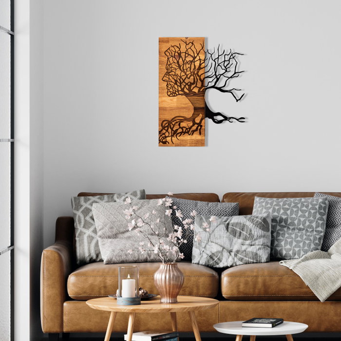 Wallity Muaz Accesorio decorativo de pared Negro y Nogal